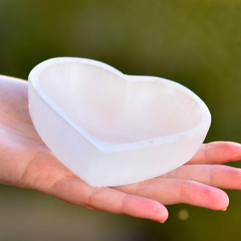 Selenit Taşı Kalp Şeklinde Kase - 10 cm ( Çanak )
