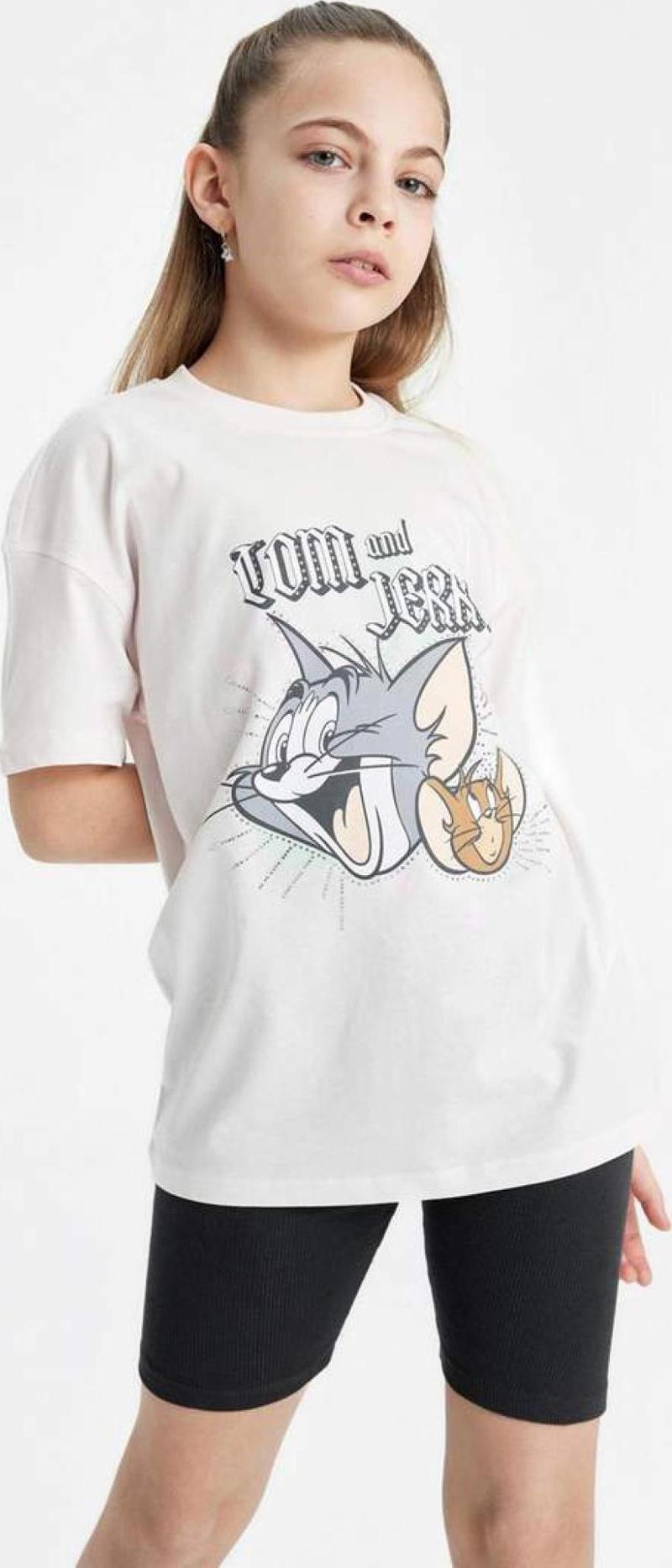 Kız Çocuk Tom & Jerry Oversize Fit Kısa Kollu Tişört C1451A8