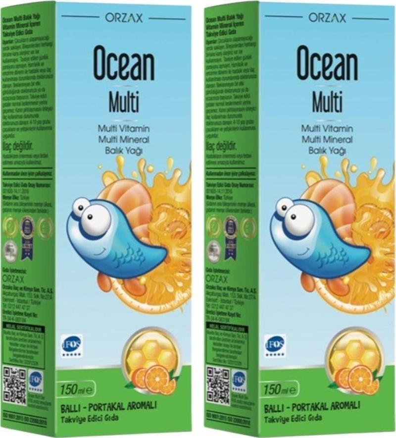 Multivitamin Multimineral Balık Yağı Ballı-Portakal Aromalı Şurup 150Ml 2 Li Paket
