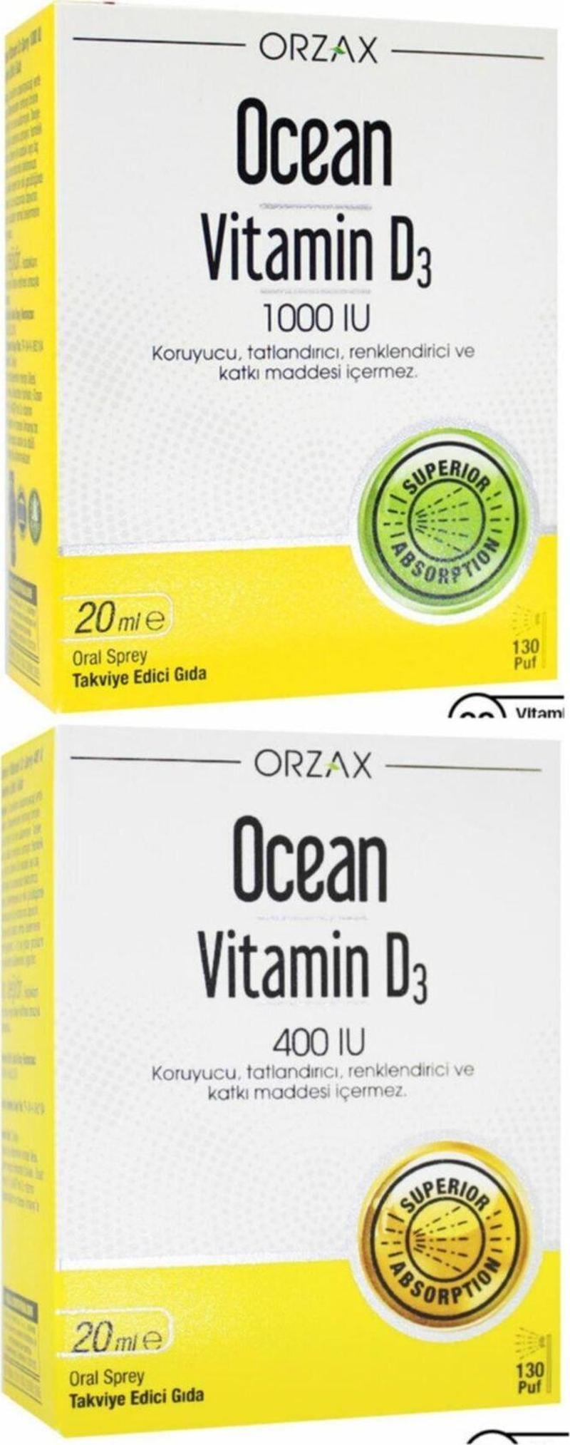 Vitamin D3 1000Iu Sprey 20 Ml + Vitamin D3 400Iu Sprey 20 Ml