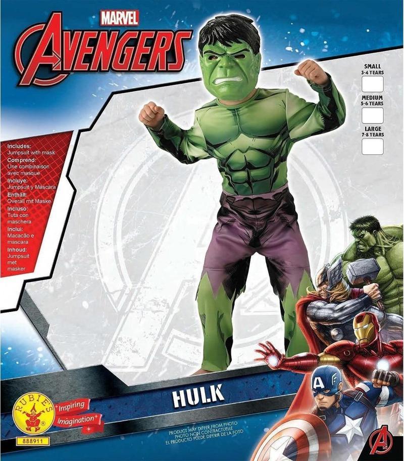 Orjinal Lisanslı Marvel Avengers Hulk Kostüm ve Maskesi 7-8 Yaş 117-128cm