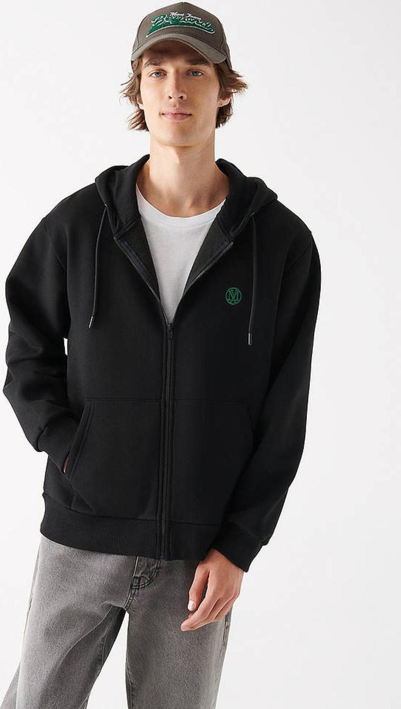 M066979-900-22K Fermuarlı Siyah Erkek Sweatshirt