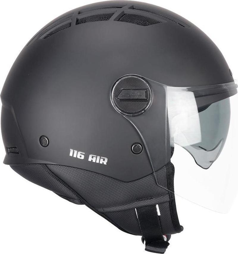 116A AIR Açık Kask SİYAH Uzun Vizör+Güneş Vizörlü 2XL