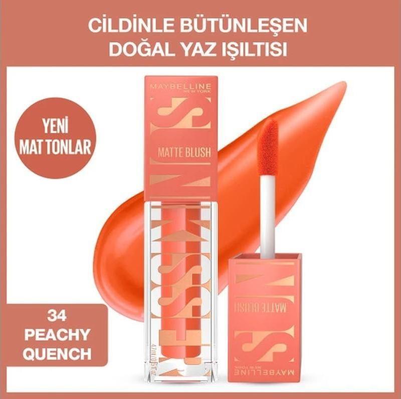 Maybelline Sun Kısser Matte Blush Sıvı Allık 34 Peachy Quench