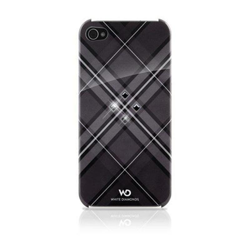 White Diamonds iPhone 4/4S Swarovski Grid Desenli Kılıf - Siyah (Outlet)