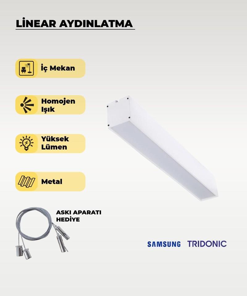 120 cm Beyaz Metal Kasa Lineer Aydınlatma 3200K (Sarı Işık)