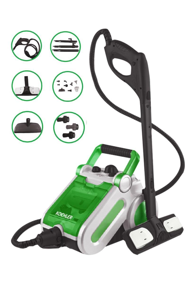Buharlı Temizlik Makinesi 1400W | Koltuk, Cam, Fayans Temizleyici -1.5 L Tank, 3,5 Bar, 13 Başlık