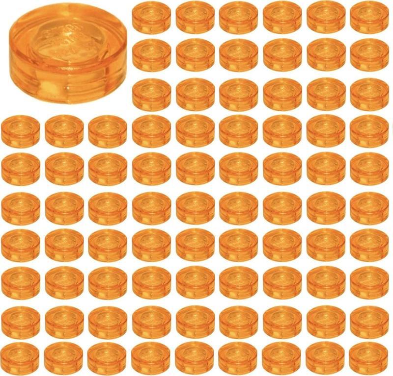 100 Adet LEGO 1X1 Yuvarlak Fayans Parçası Şeffaf-Saydam Turuncu Yedek Parça