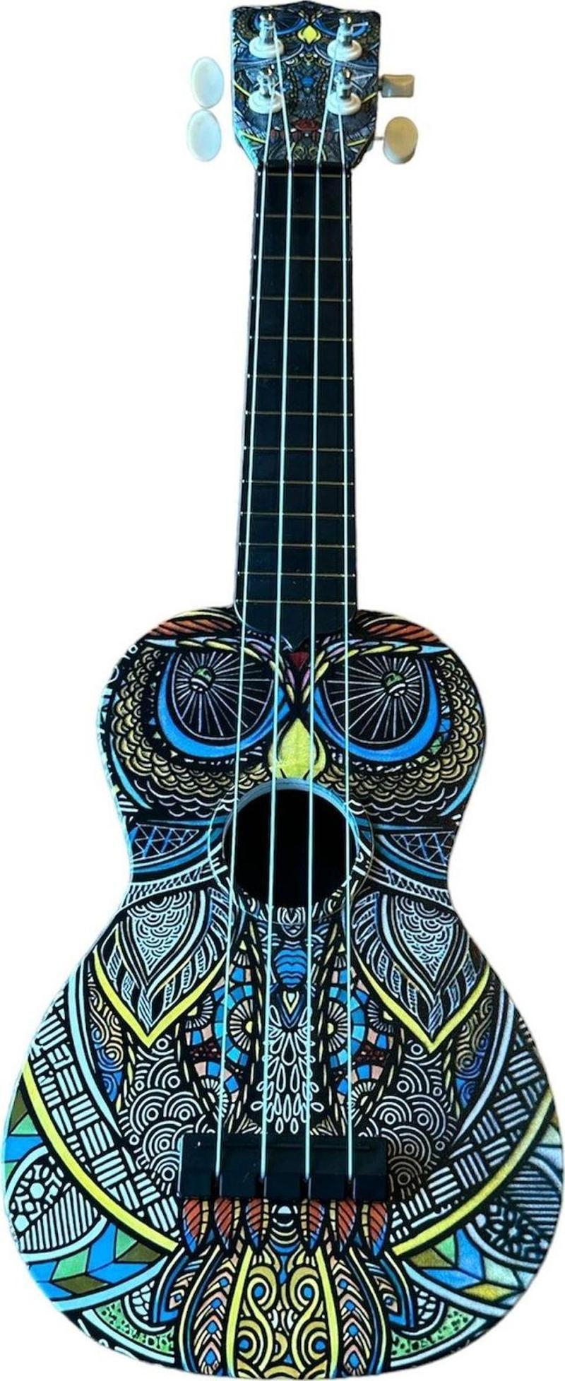 Soprano Ukulele Tribal Baykuş Desen Kapak