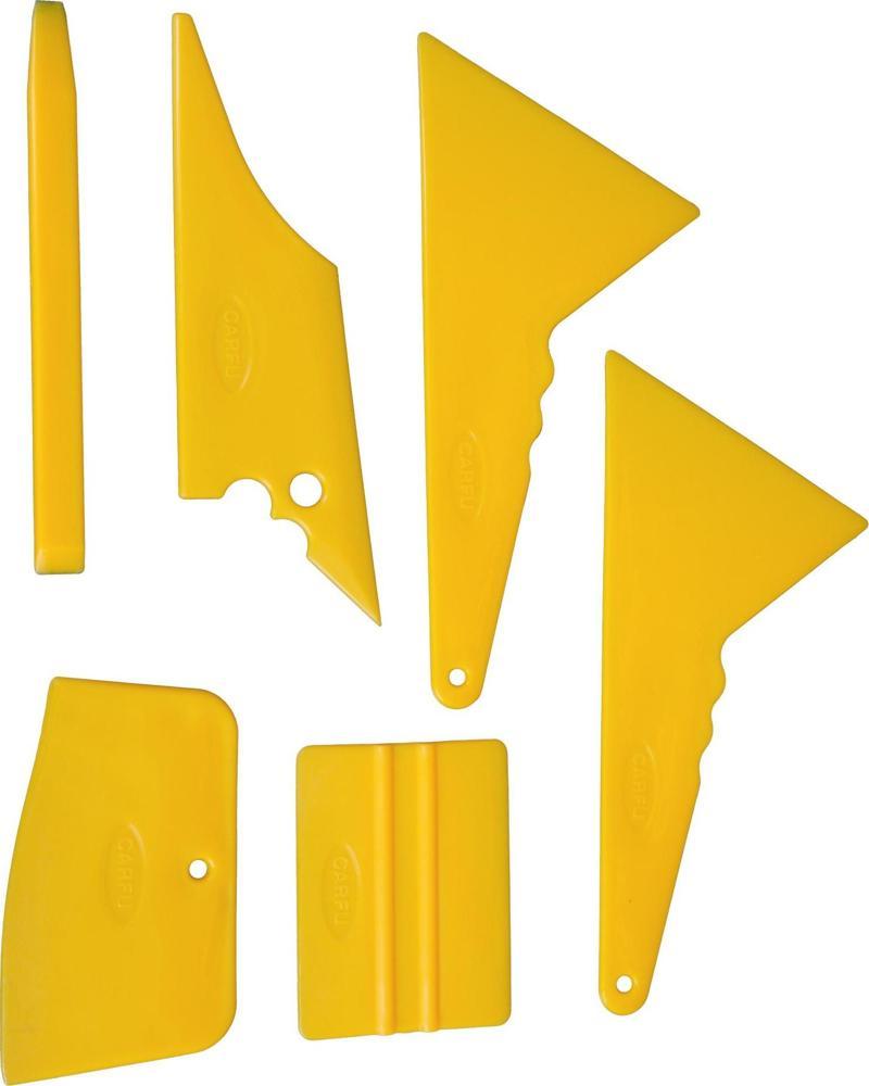 6 Parça Sticker Folyo Film Çekme Uygulama Ragle Aparatı Seti Sarı Renk - Tüm Araçlar ile uyumlu