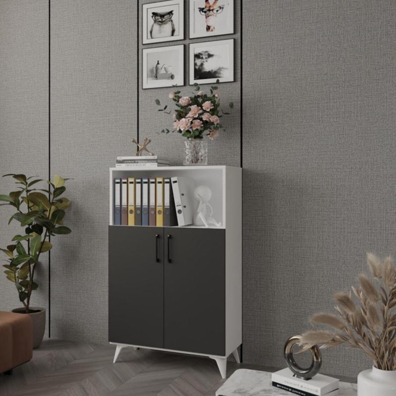 Nova 3 Raflı Dosya Dolabı, Ofis Dolabı Antrasit Beyaz