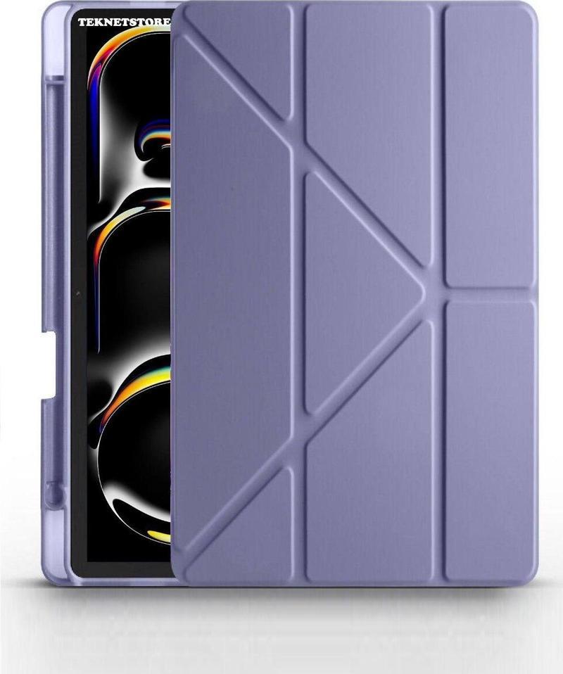 Ipad Pro 11 Inç 2024 M4 Kılıf Kalem Şarj Bölmeli Stadlı Uyku Modlu Arkası Silikon Akıllı Case