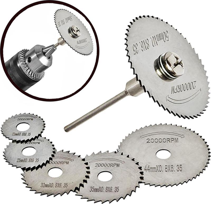 Matkap Ucu Mini Ahşap Plastik Kesme Testere Takımı Daire Yuvarlak Disk Dremel Seti -8 Parça