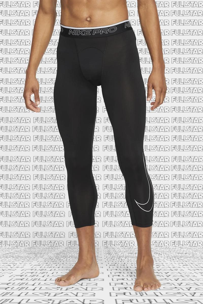 Pro Dri Fit Mens 3/4 Leggings Black 3/4 Boy Erkek Antrenman Taytı Siyah