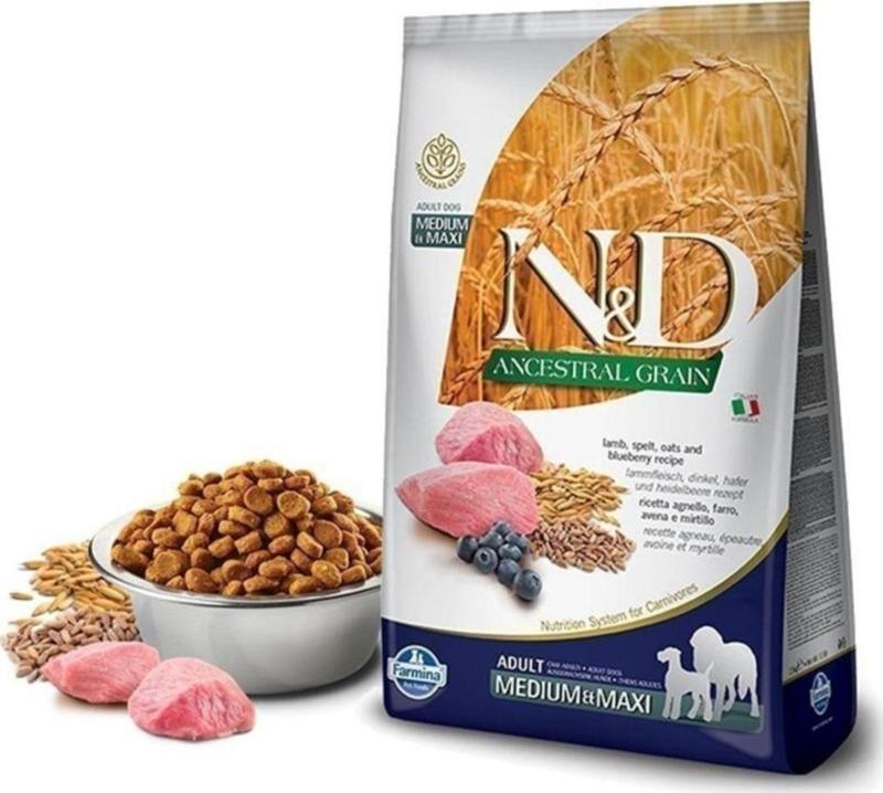 N-D Düşük Tahıllı Kuzu Etli Yaban Mersinli Orta Ve Büyük Irk Yetişkin Köpek Maması 12 Kg