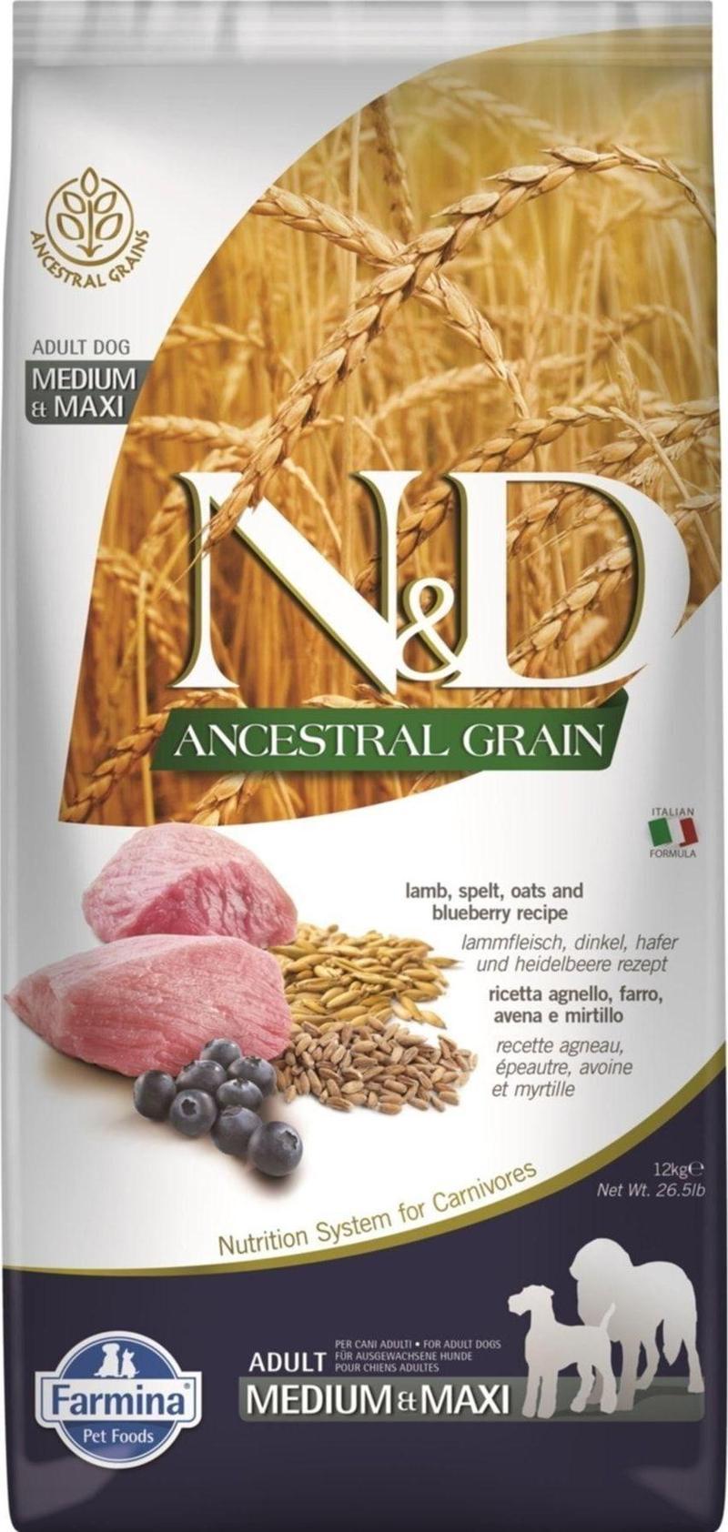 Ancestral Grain Kuzu Etli Yaban Mersini Düşük Tahıllı Yetişkin Köpek Maması 12 Kg