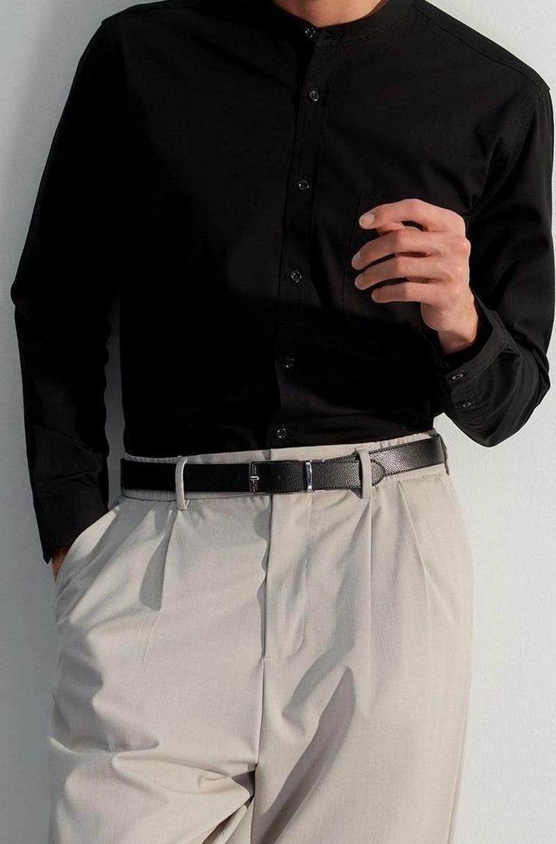 Şık Düz Desen Hakim Yaka Limited Edition Regular Fit Hakim Yaka Gömlek