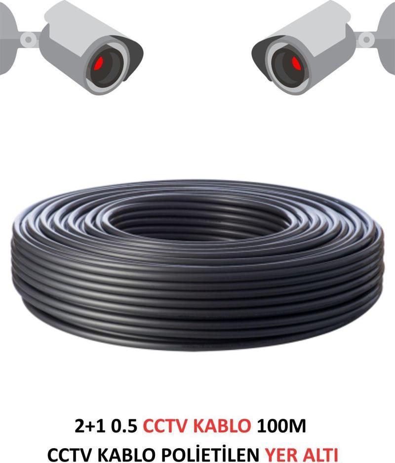 2+1 0.5mm Polietilen Yer Altı CCTV Kablo Güvenlik Kamera Kablosu 100m