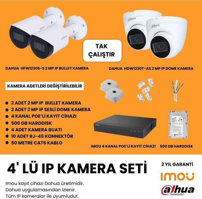2 Mp 4'Lü Ip Kamera Seti Tak Çalıştır