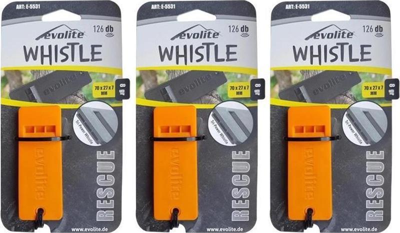 3 adet Evolite Rescue E-5531 126 Db Deprem Düdüğü Turuncu