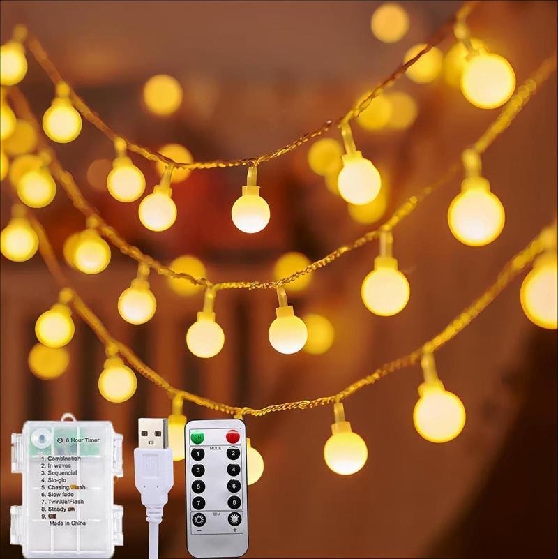 USB VE PİLLE ÇALIŞAN SARI IŞIK 12 METRE 100 LED KUMANDALI 8 MODLU EV BAHÇE BALKON AĞAÇ ÇİT SÜSÜ LED IŞIK