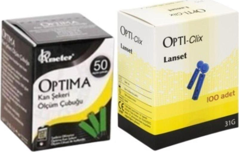 1 Kutu Strip (50 Adet) + 1 Kutu (100 Adet) Opti-clix Parmak