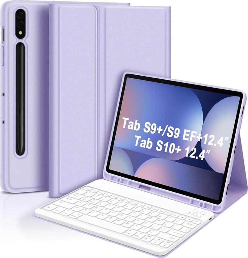 Samsung Galaxy Tab S9 Fe Plus 12.4" Q Türkçe Klavyeli Kılıf Kalem Bölmeli Bluetooth Özellikli Stand 
