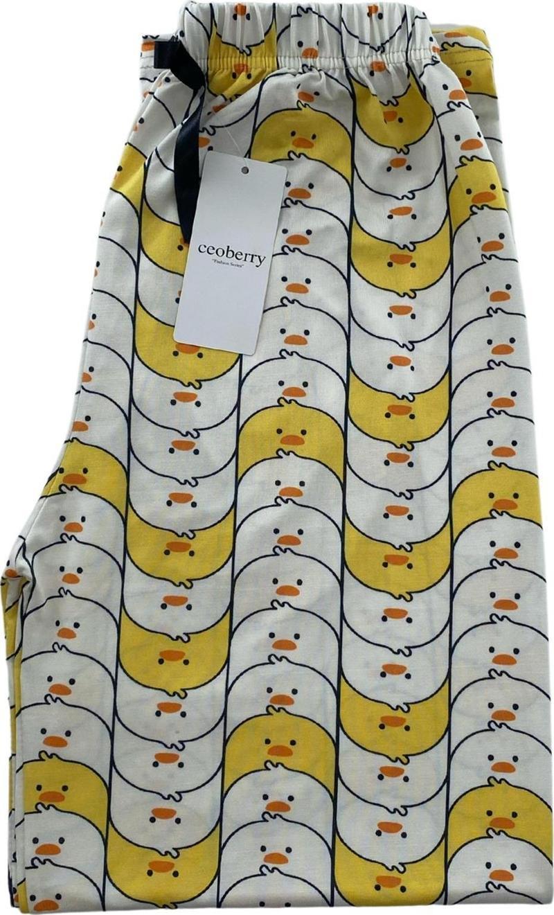 Kadın Sarı Beyaz Civcivli Pijama Altı Milan - 105