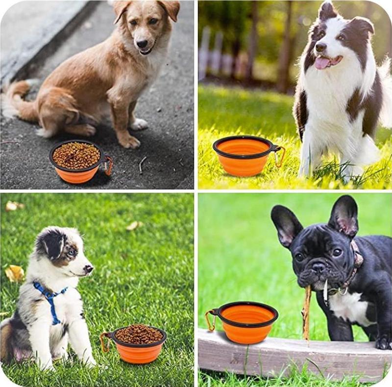 Taşıma Aparatlı Katlanabilir Seyahat Silikon Kedi Köpek Mama ve Su Kabı,12 oz 350ml