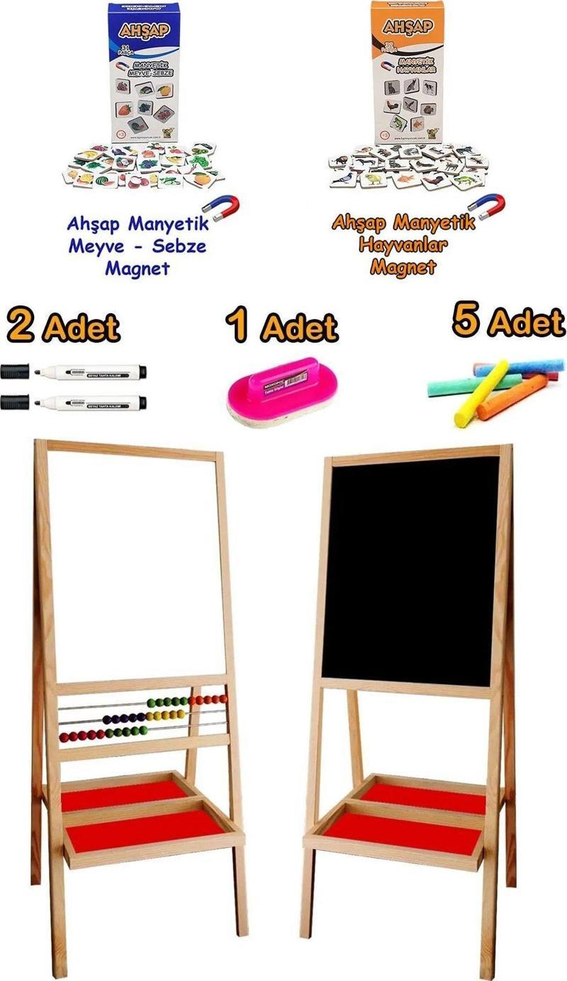 Pinktoys Üç Sıra Ahşap Boncuklu Gerçek Metal Yüzey Çocuk Yazı Tahtası