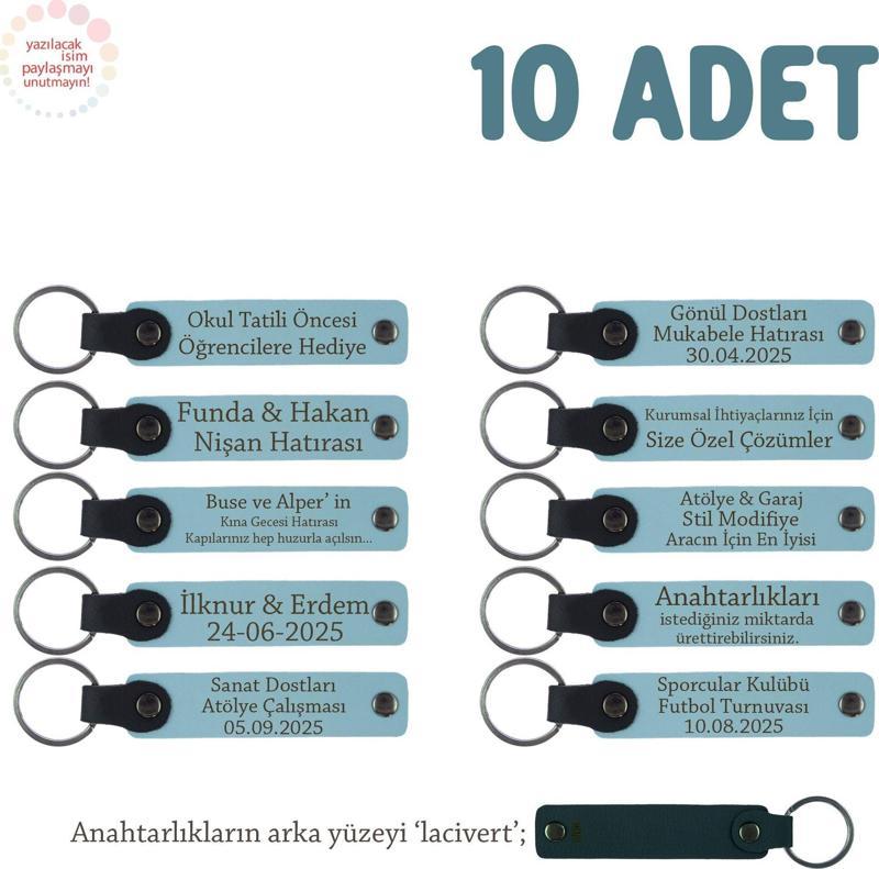 Gök Mavi & Lacivert, Anaokulu Hatırası İçin Kişiselleştirilmiş Anahtarlık 10’lu Set, Eğitim Hediyesi