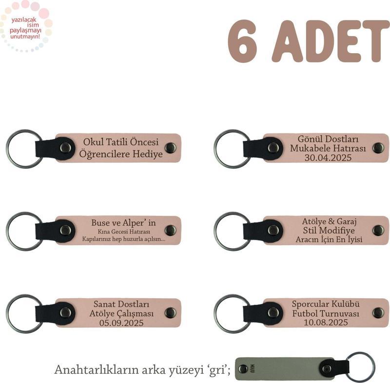 Yavruağzı & Gri, Anaokulu Miniklerine İsimli Karne Hatırası Anahtarlık 6’lı Set, Hediyelik Anı