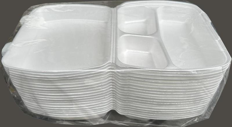 23/A Tek Kullanımlık Köpük 3 Bölmeli Kapaklı Kase Kutu - 20x24 Cm. - 20 Adetlik 1 Paket