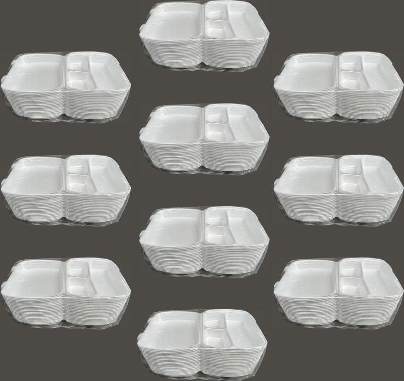 23/A Tek Kullanımlık Köpük 3 Bölmeli Kapaklı Kase Kutu - 20x24 Cm. - 20 Adetlik 10 Paket