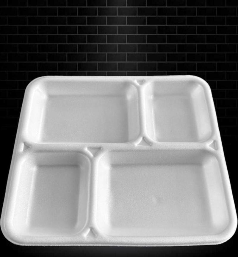 Tek Kullanımlık Köpük 4 Bölmeli Tabldot Köpük Tabak - 26.5x30 Cm. - 10 Adetlik 1 Paket