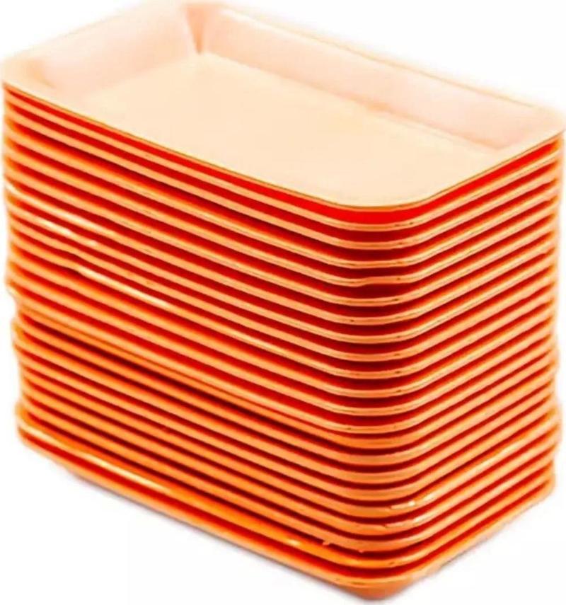 Tek Kullanımlık Köpük 2000 Gr. Turuncu Servis Et Kıyma Saklama Tepsi Tabak -265x175x35mm. - 10 Adet