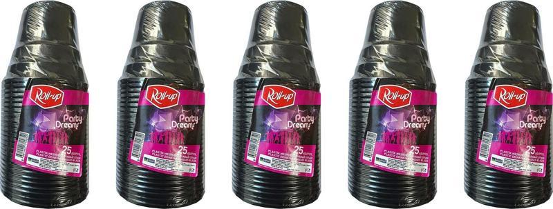 Party Dreams Parti Davet Piknik Renkli Plastik Sert Mika Bardak - Siyah - 25'li 5 Paket