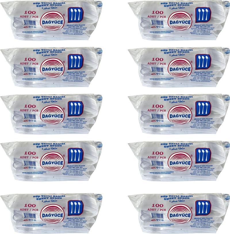 Plastik Şeffaf Sup Kaşık - Tatlı Kaşığı - 100 Adetlik 10 Paket - 1000 Adet