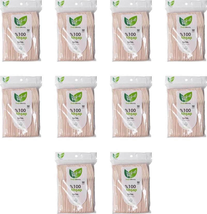 Doğaya Dönüş Ekolojik Doğal Doğa Dostu %100 Ahşap Çatal - 16 Cm. - 50'li 10 Paket
