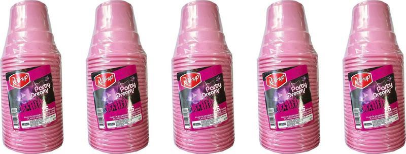 Party Dreams Parti Davet Piknik Renkli Plastik Sert Mika Bardak - Pembe - 25'li 5 Paket