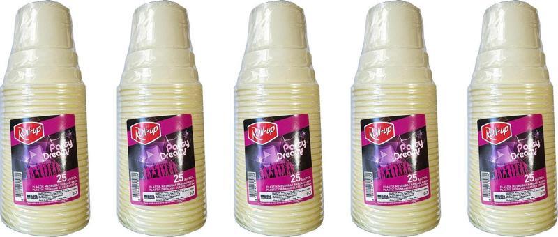 Party Dreams Parti Davet Piknik Renkli Plastik Sert Mika Bardak - Sarı - 25'li 5 Paket