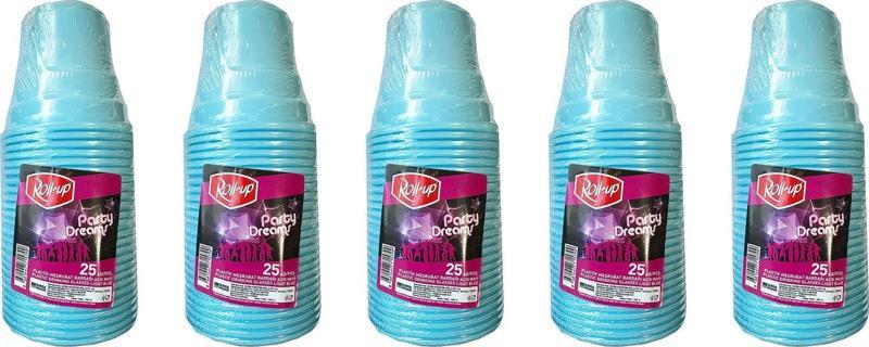Party Dreams Parti Davet Piknik Renkli Plastik Sert Mika Bardak - Turkuaz - 25'li 5 Paket