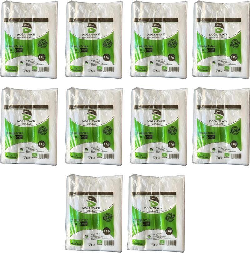 Doğanpack Şeffaf Naylon 2 lik 23x36 Cm. Bakkaliye Poşeti Torbası - 1 Kg. - Ort. 190 Adet - 10 Paket