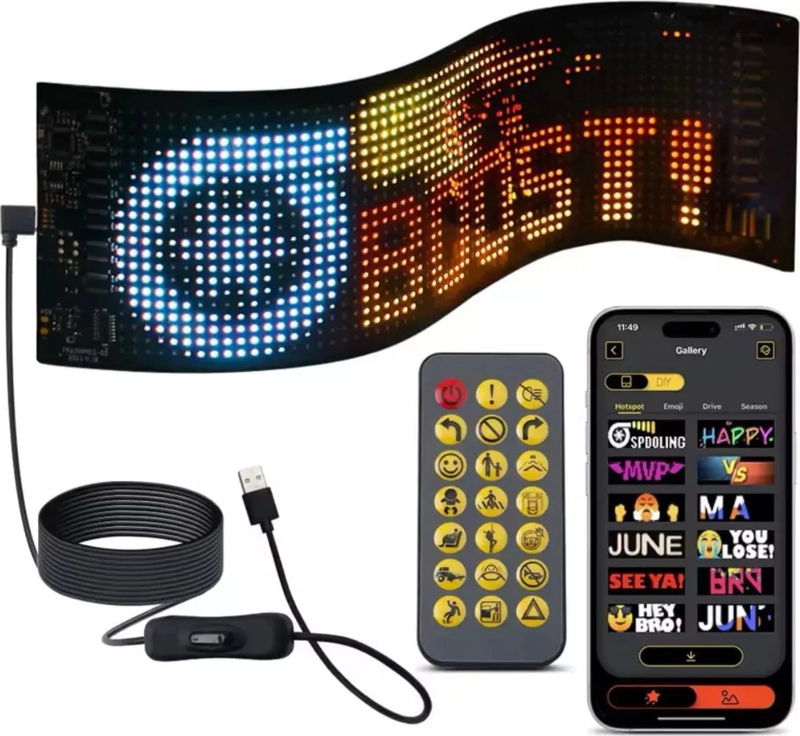Led Panel Cama Yapışan Telefon Kontrollü Led Ekran Panel 16*64 Led Sayısı