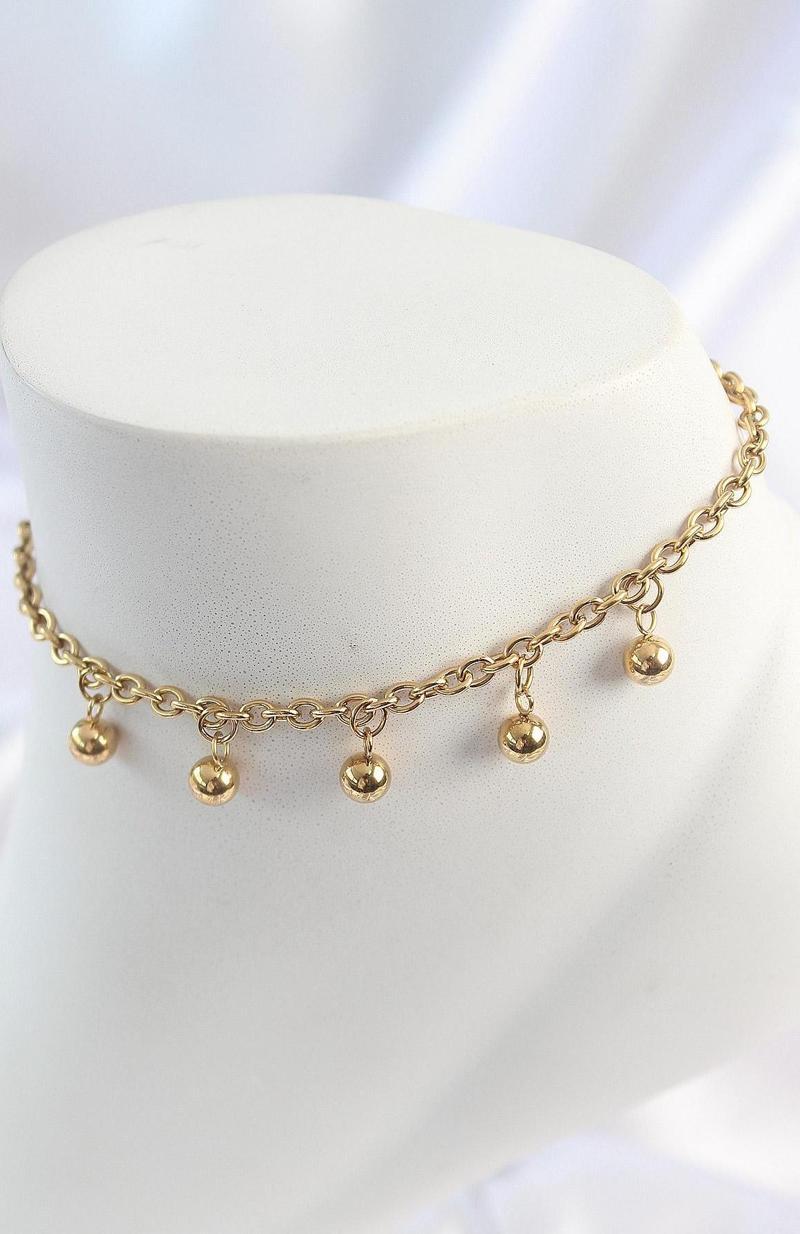 Gold Renk Sallantı Topçuk Zincir Model Kadın Halhal - EBJ250412W32674