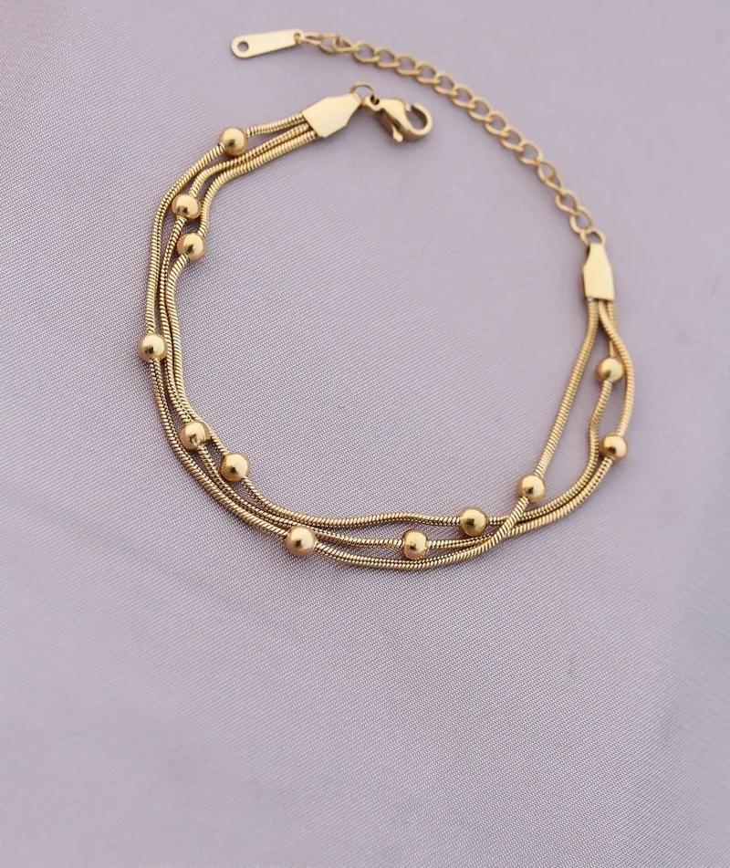 Gold Renk Top Zincirli Kadın Bileklik - EBJ241026W27804