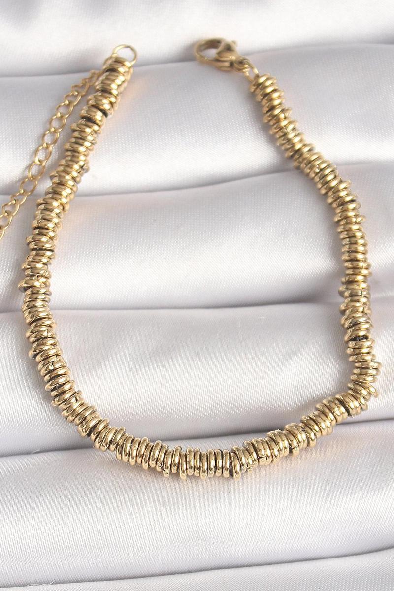 Gold Renk Çoklu Minimal Halka Model Kadın Bileklik - EBJ250301W31334