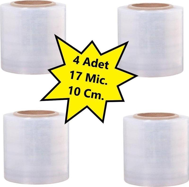 Palet Dilimli Streç 10 Cm 17 Mic.  400Gr / 300Mt. Şeffaf 4 Adet