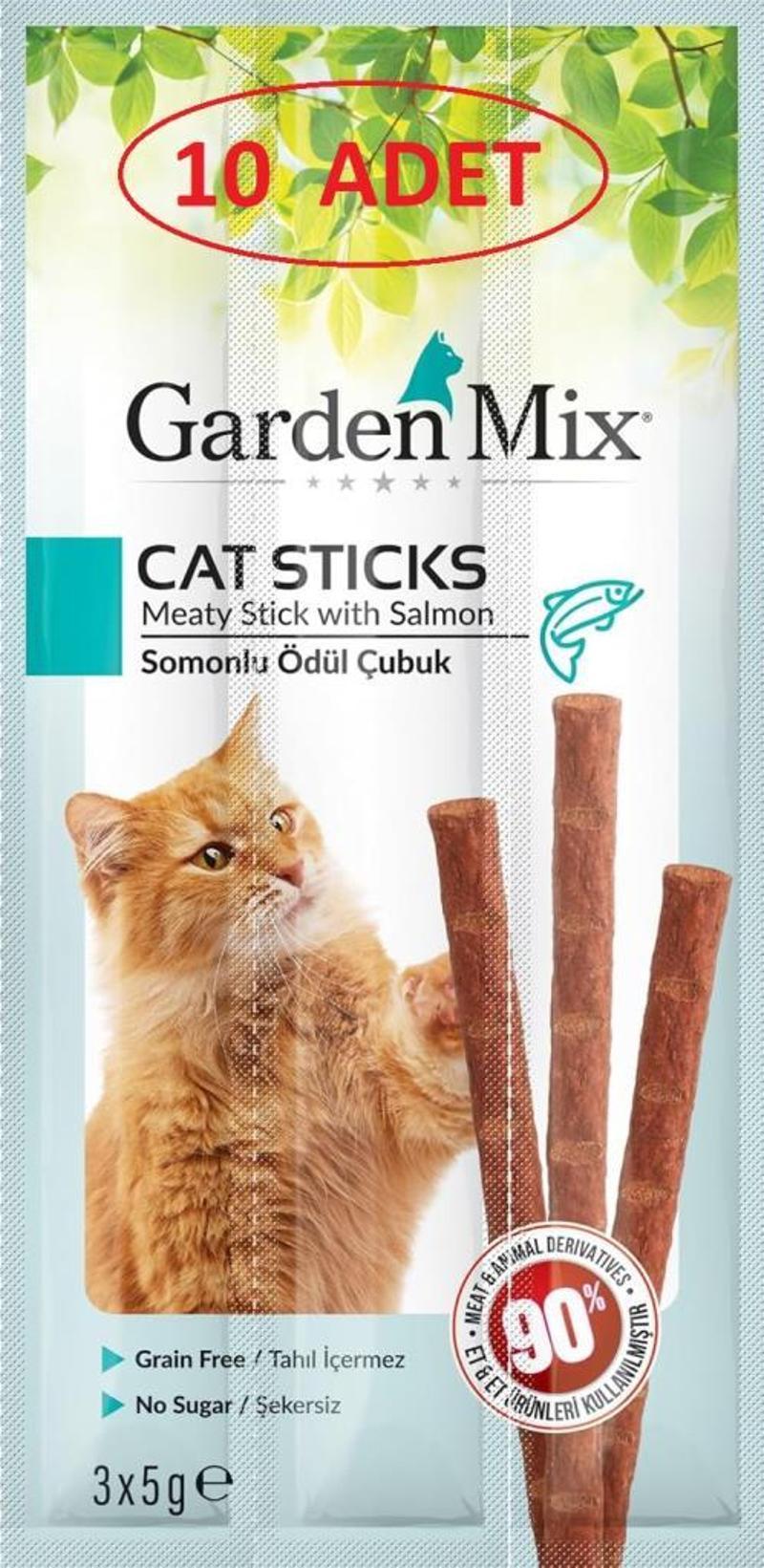 10 Adet Gardenmix Somonlu Kedi Stick Ödül 3*5g Skt: 01/2026
