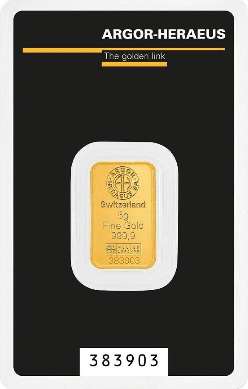 Argor Heraeus 5 gr Kinebar 24 Ayar 999.9 Külçe Altın